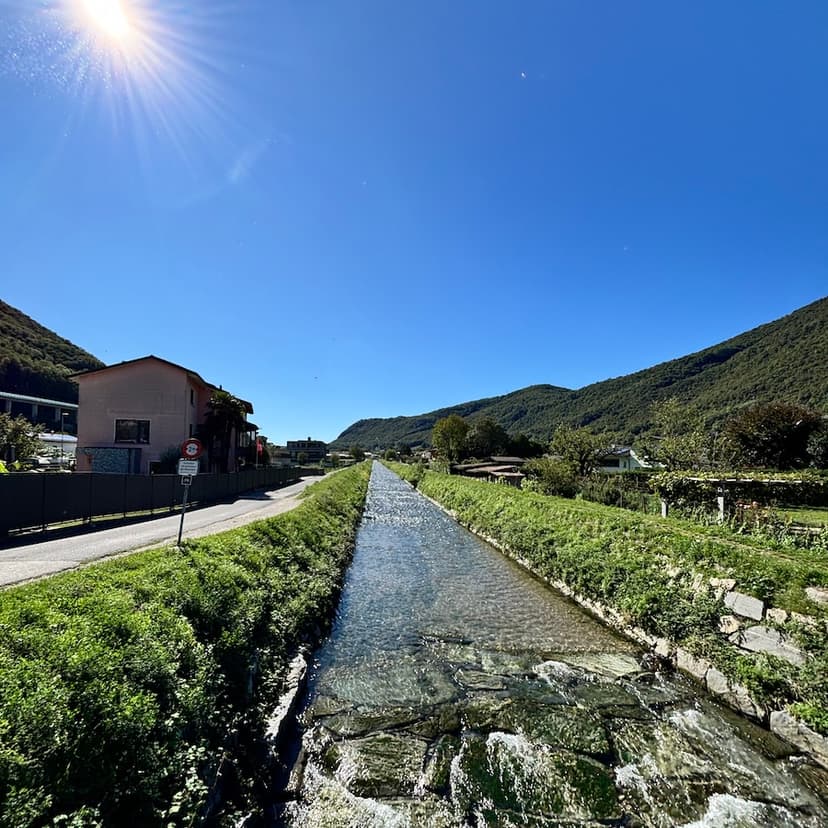 Riding a longside lake Lugano